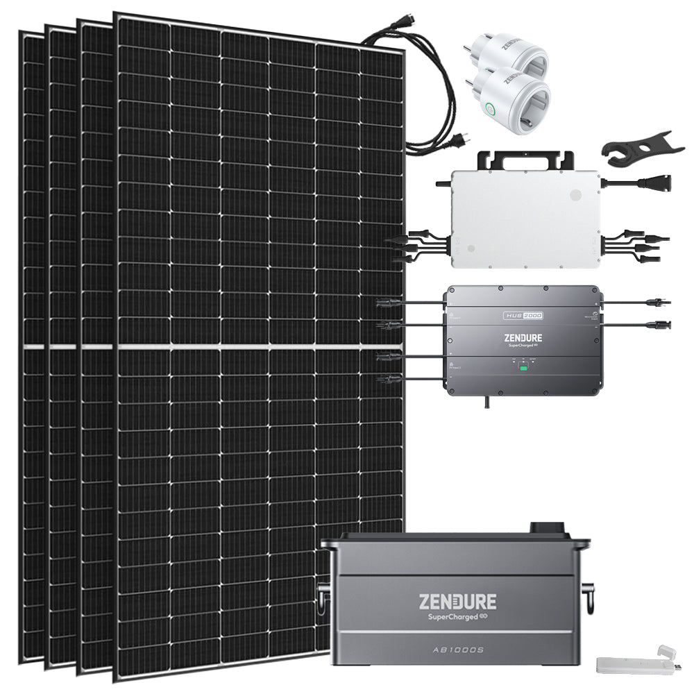 Offgridtec® Solar-Direct 960Wh 1920W HMS-2000-4T Solaranlage Full Black Hausnetz-Einspeisung - 10m HMS-Anschlusskabel - DTU-Lite-S