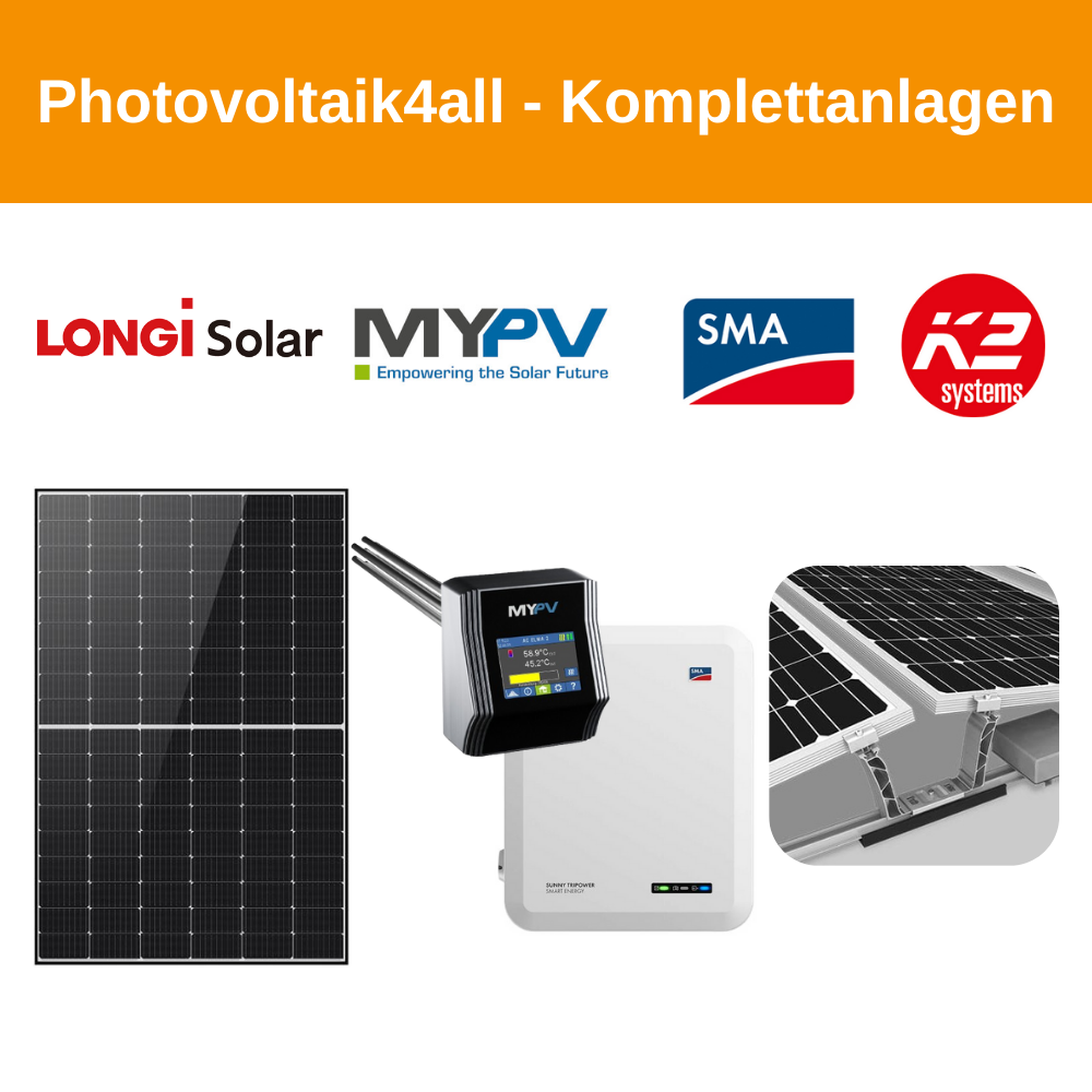 7 kWp LONGi Solar / K2 Flachdach Ost-West mit my-PV AC ELWA 2