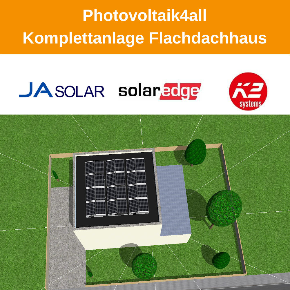 Photovoltaikkomplettanlage Flachdachhaus mit Speicher