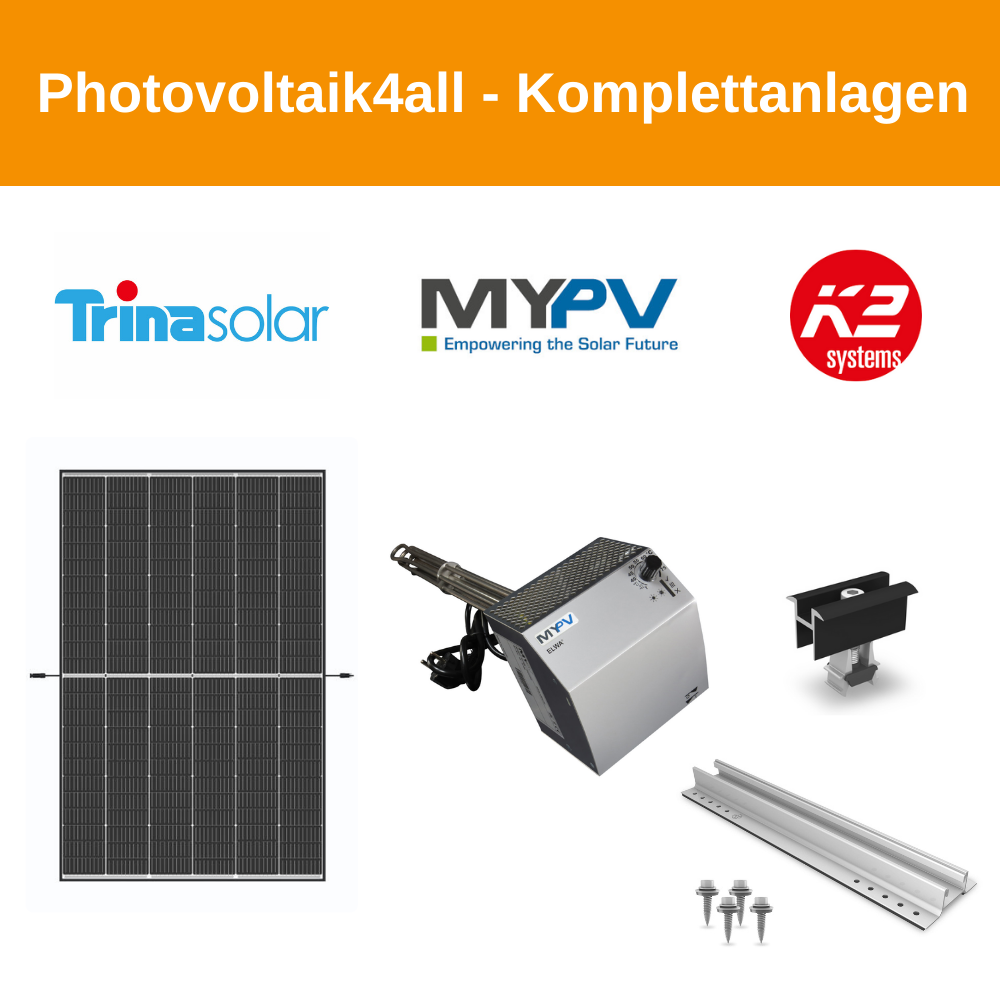 Netzautarke 2,7 kWp Photovoltaikanlage mit Heizstab für Trapezblech