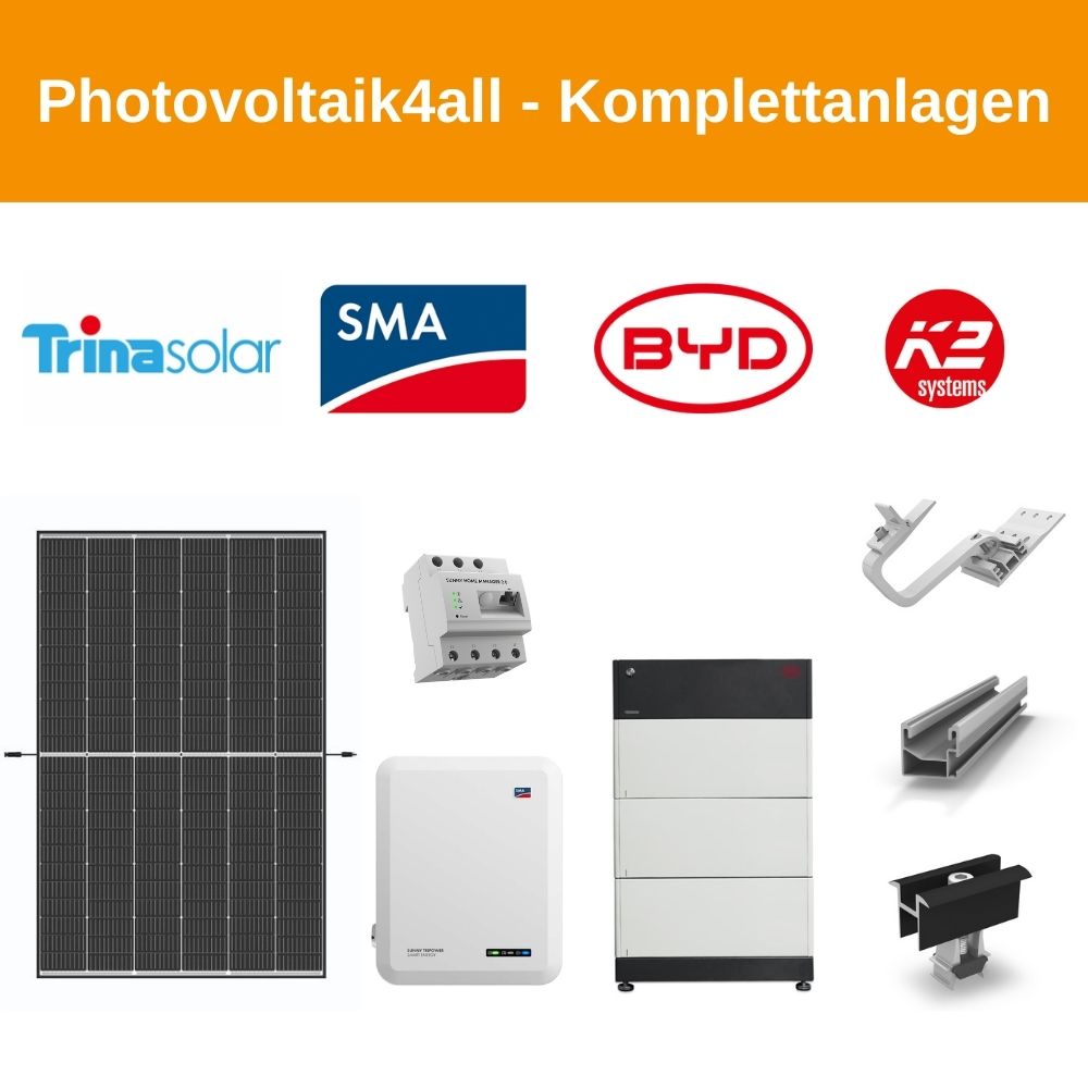 6,230 kWp Trina Vertex PV-Anlage + SMA Tripower 6.0 SE Hybridwechselrichter & BYD Speicher