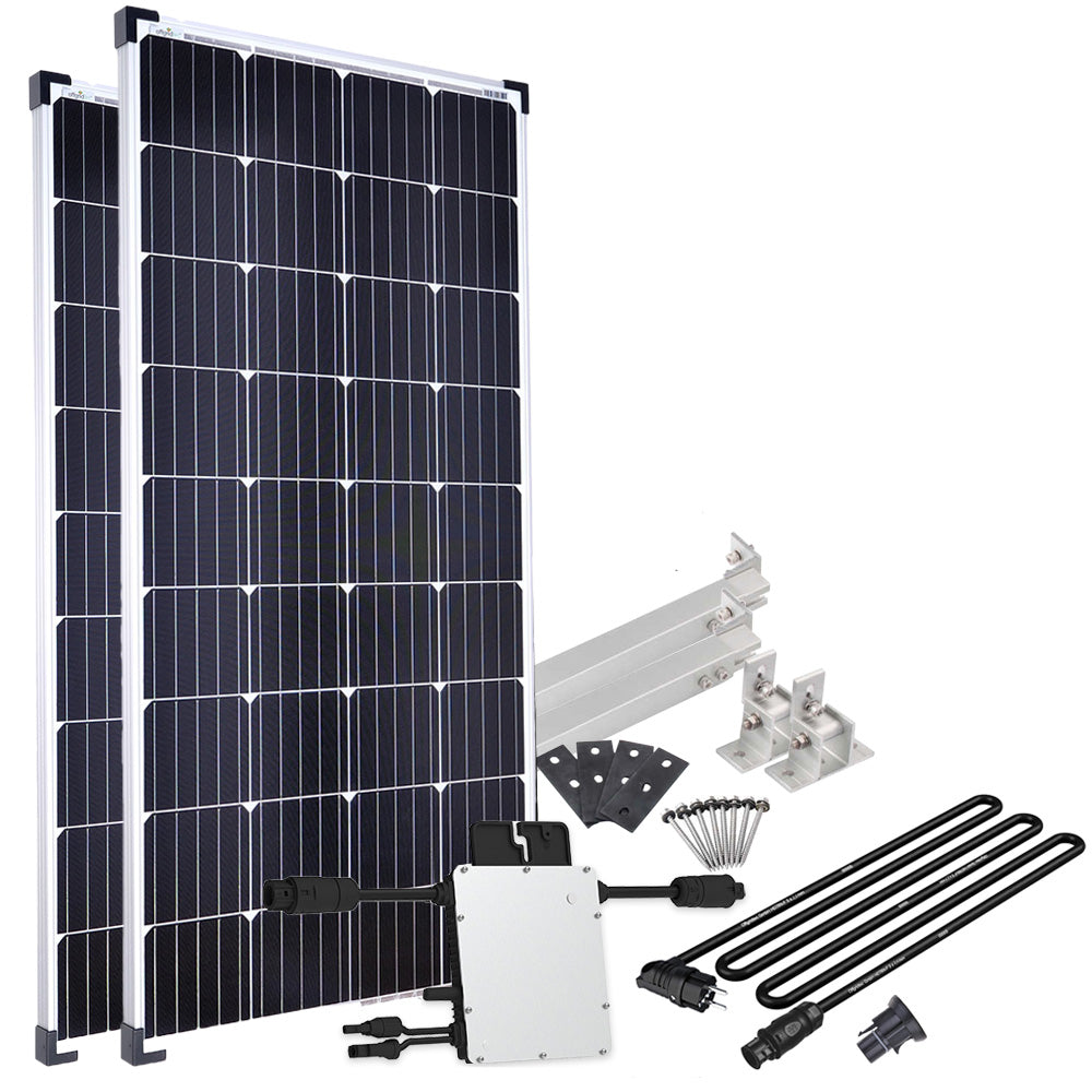 Offgridtec® Solar-Direct 300W HM-350 Balkonkraftwerk Schuko-Anschluss - 10m Anschlusskabel - Montageset Flachdach