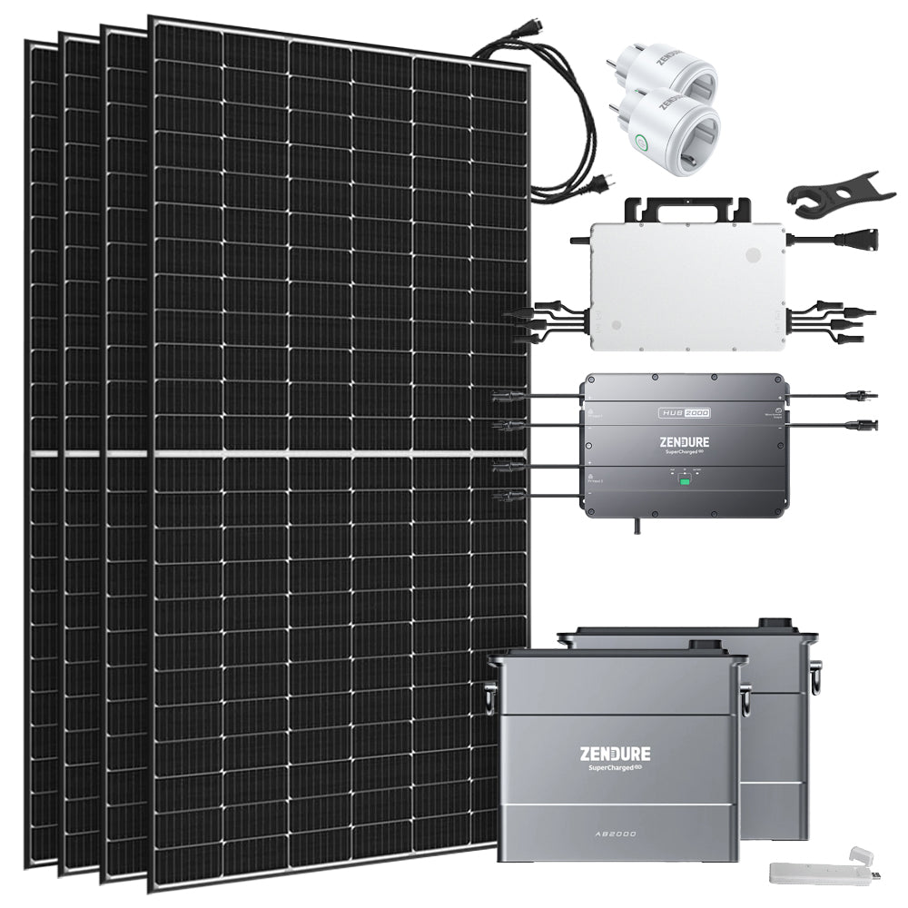 Offgridtec® Solar-Direct 3,84kWh 1920W HMS-2000-4T Solaranlage Full Black Hausnetz-Einspeisung - 10m HMS-Anschlusskabel - DTU-Lite-S + 2x AB2000